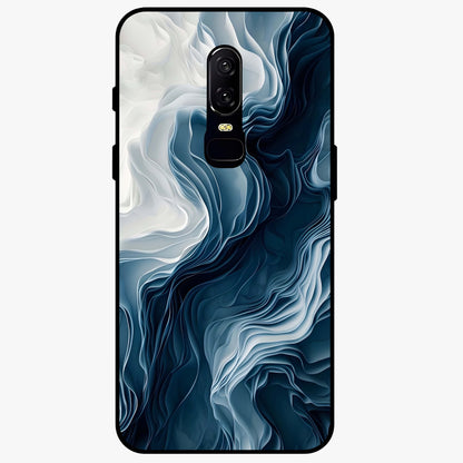 Ethereal Paper Marble Glass Case showing flat back view with soft marble paper texture artwork and glossy glass finish.