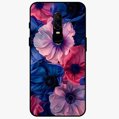 Flower Paper Art Pattern Glass Case showing flat back view with paper cut style floral artwork and glossy glass finish.