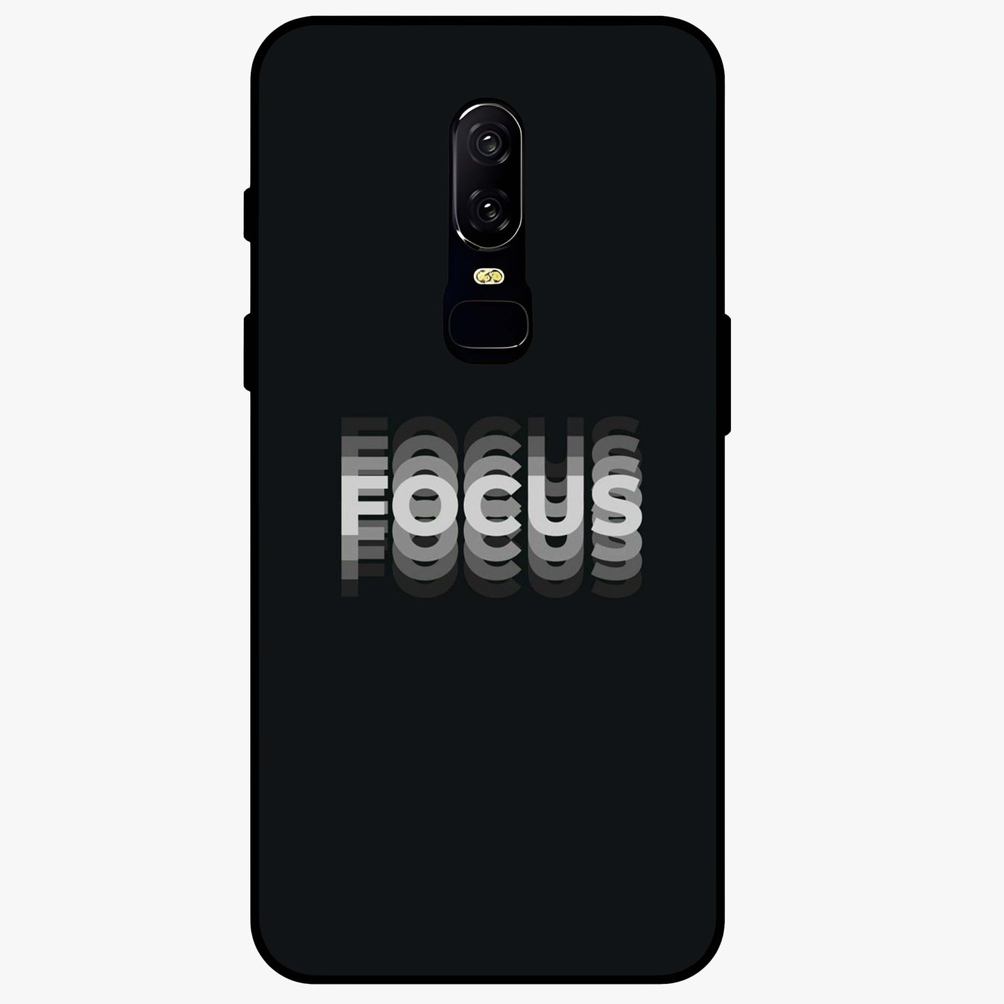 Focused Blade Discipline Glass Case showing flat back view with warrior sword themed artwork and glossy glass finish.