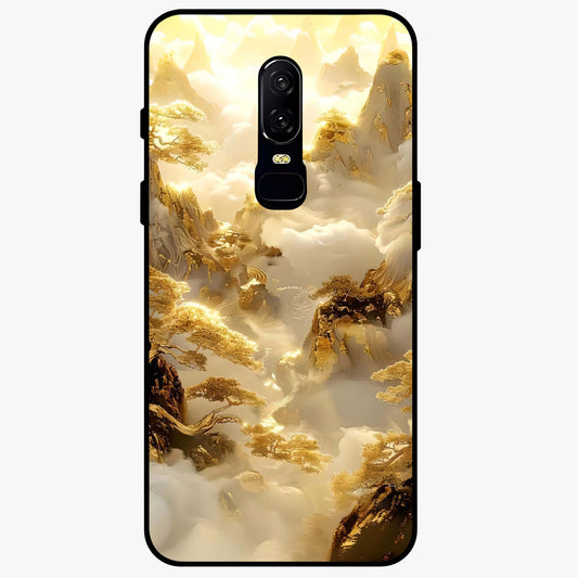 Gates Of Illumination Glass Case showing flat back view with mystical illuminated gate artwork and glossy glass finish.