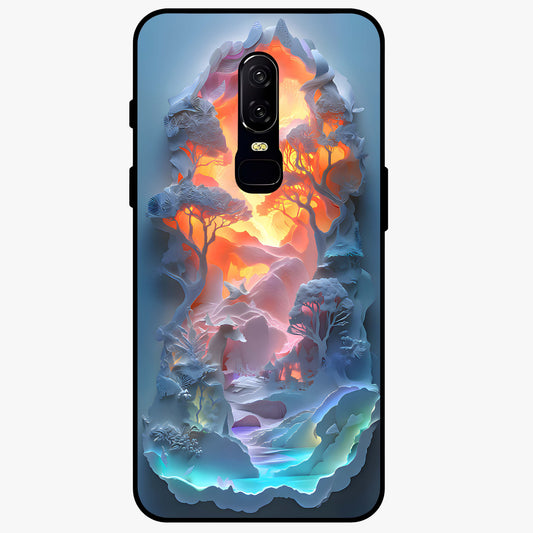 Glow Forest Portal Glass Case showing flat back view with glowing forest portal artwork and glossy glass finish.