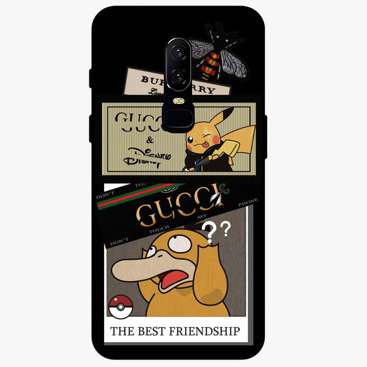 Gucci Play Mashup Glass Case showing flat back view with luxury inspired graphic artwork and glossy glass finish.