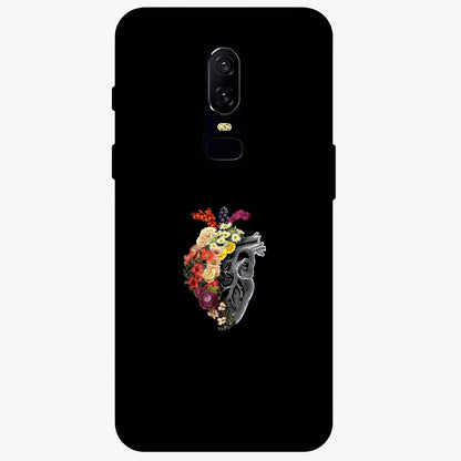 Heart With Flowers Glass Case showing flat back view with heart shaped floral artwork and glossy glass finish.