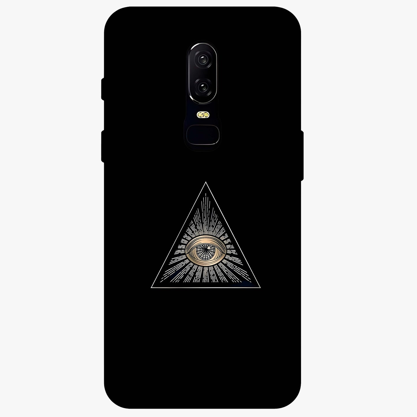 Illuminati Evil Glass Case showing flat back view with mysterious illuminati symbol artwork and glossy glass finish.