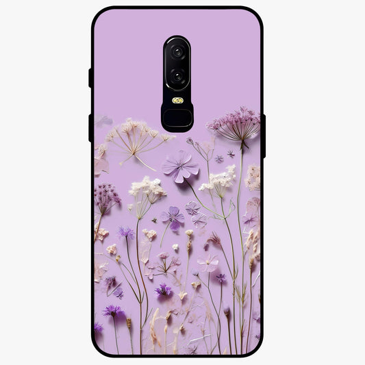Lavender Blossom Dream Glass Case showing flat back view with soft lavender floral artwork and glossy glass finish.