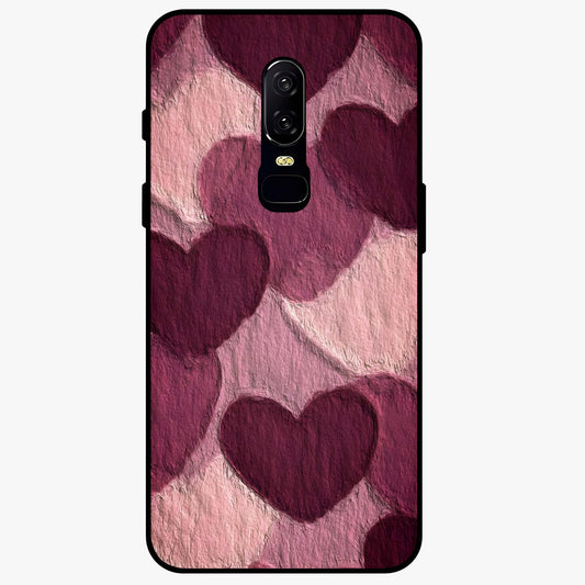 Layered Paper Hearts Glass Case showing flat back view with layered paper heart artwork and glossy glass finish.