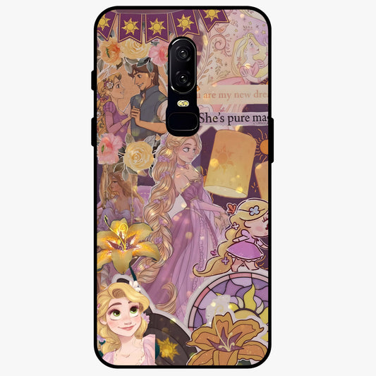 Magical Tangled Dream Glass Case showing flat back view with dreamy tangled artwork and glossy glass finish.