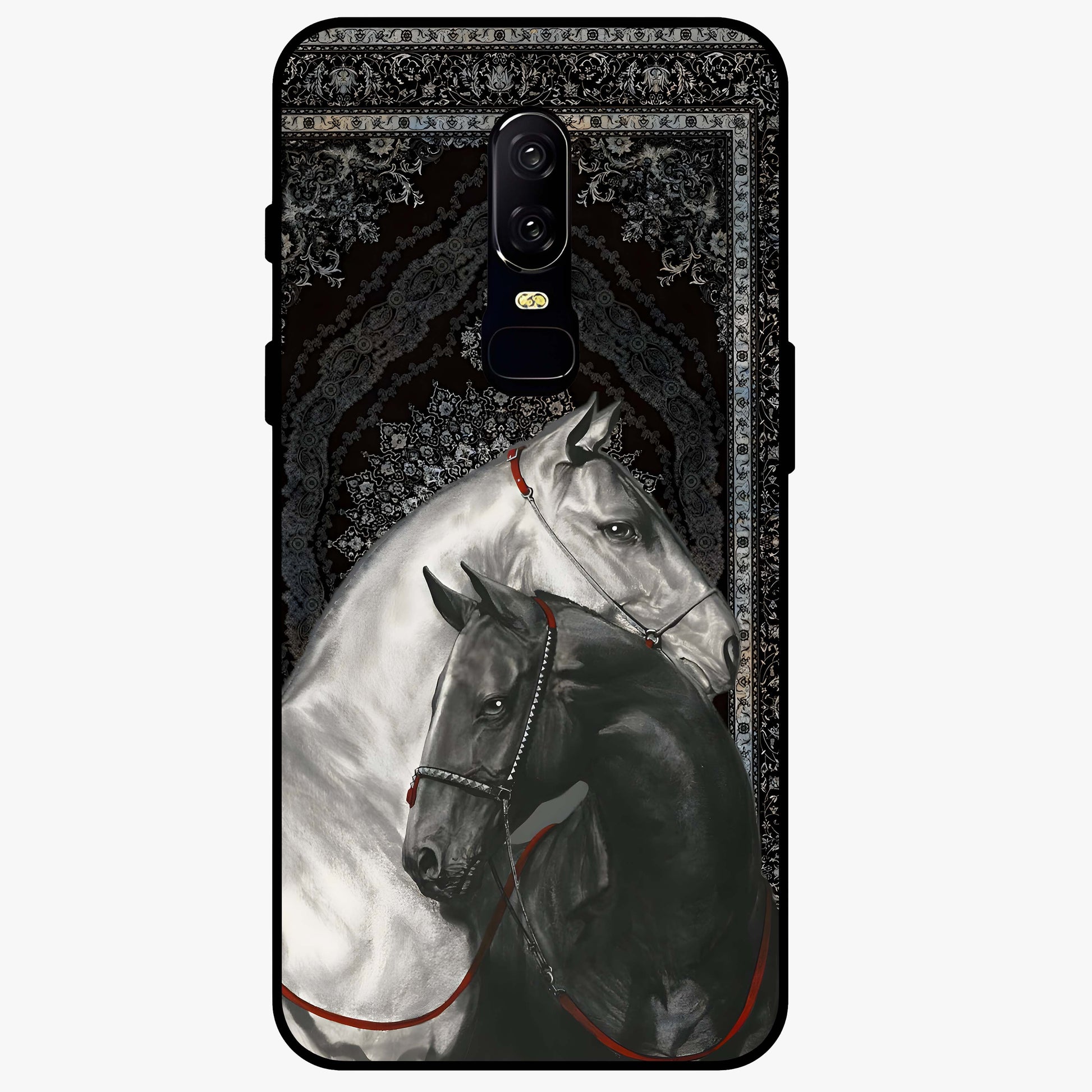 Majestic Ride Legacy Glass Case showing flat back view with powerful automotive inspired artwork and glossy glass finish.