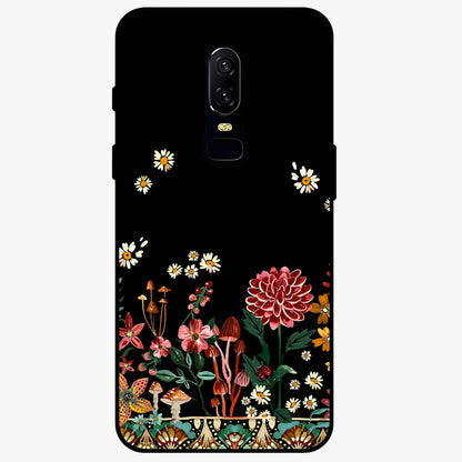 Midnight Bloom Pattern Glass Case showing flat back view with dark floral pattern artwork and glossy glass finish.