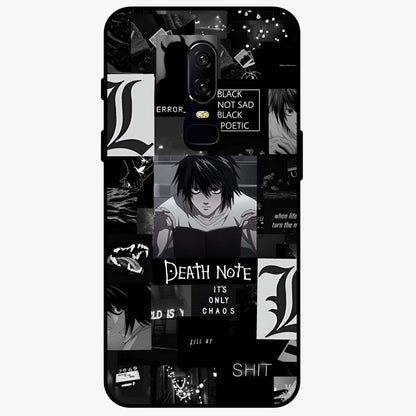 Midnight Chaos Mind Glass Case showing flat back view with abstract dark themed artwork and glossy glass finish.