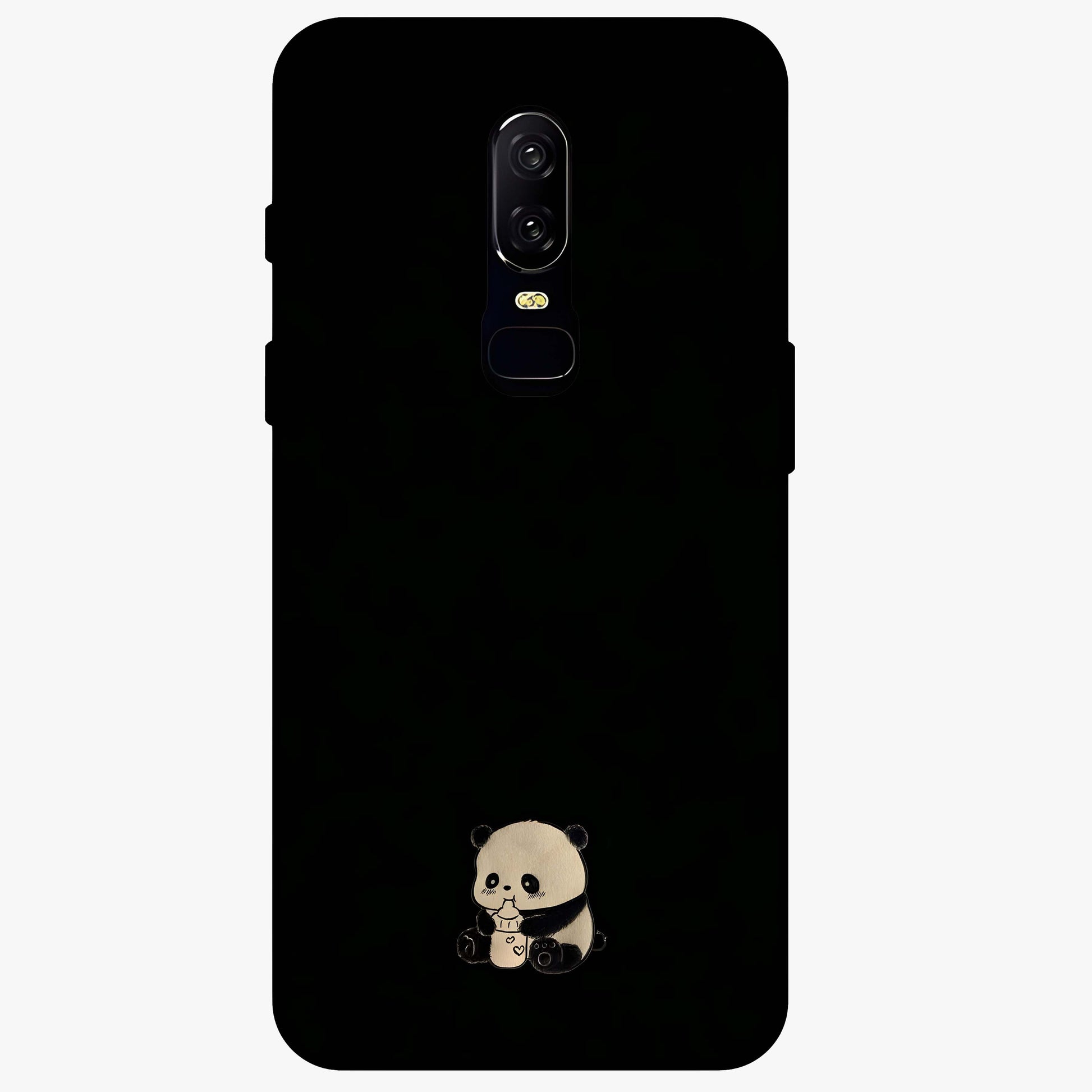 Midnight Panda Love Glass Case showing flat back view with cute panda themed artwork and glossy glass finish.