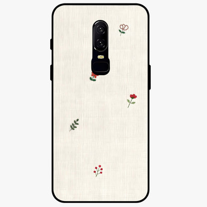 Minimal Petal Whispers Glass Case showing flat back view with soft minimal floral artwork and glossy glass finish.