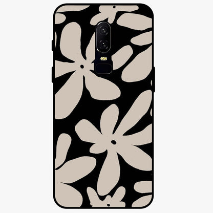 Monochrome Petal Dance Glass Case showing flat back view with monochrome floral artwork and glossy glass finish.