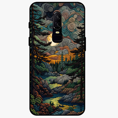Moonlight Forest Dream Glass Case showing flat back view with mystical forest moonlight artwork and glossy glass finish.