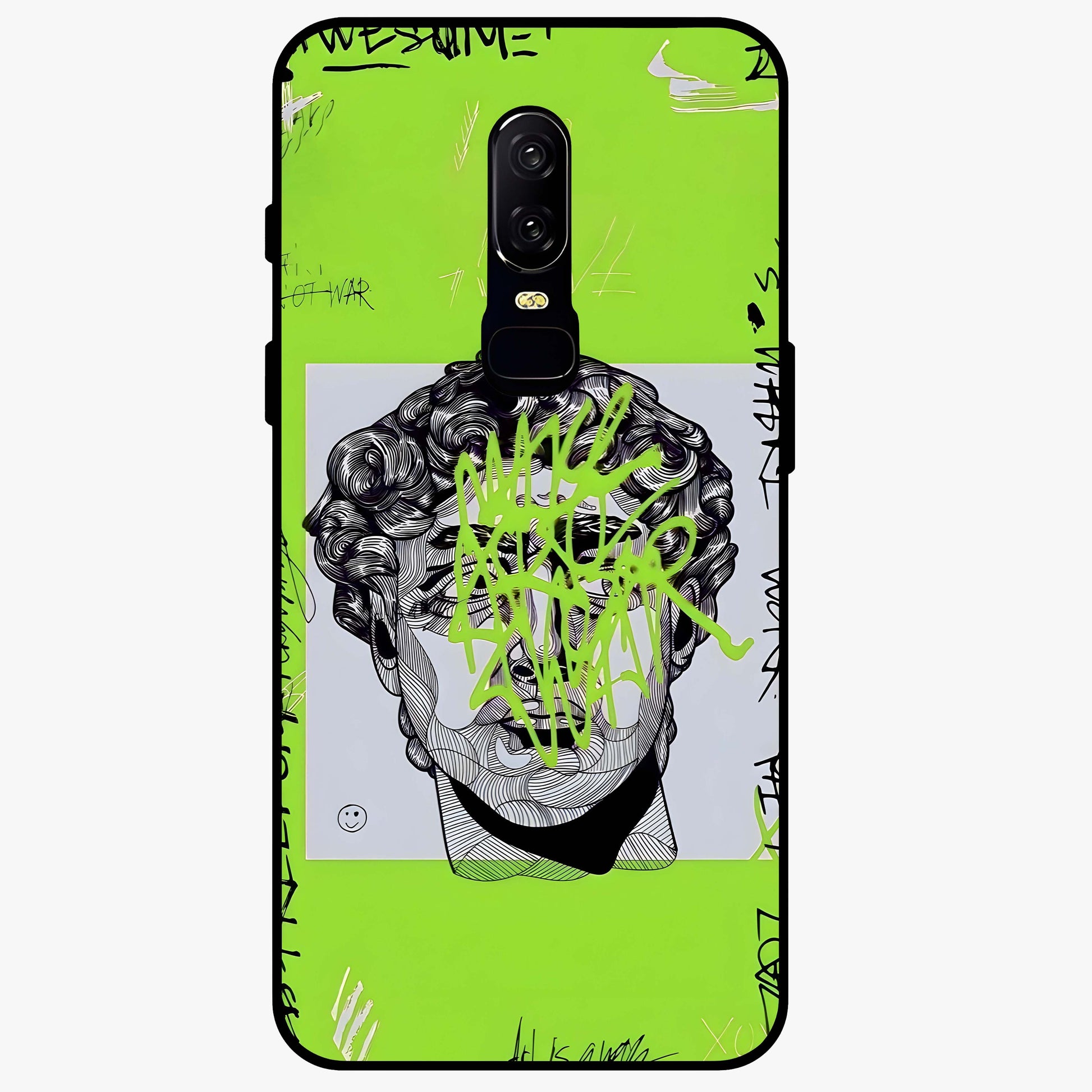 Neo Graffiti Rebellion Glass Case showing flat back view with vibrant graffiti artwork and glossy glass finish.