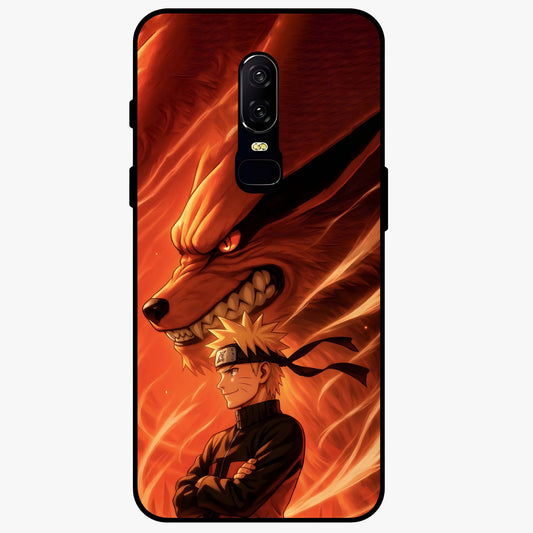 Nine Tails Legacy Glass Case showing flat back view with powerful nine-tailed fox inspired artwork and glossy glass finish.