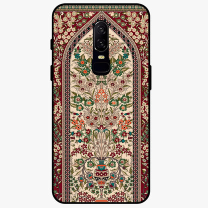 Persian Inspired Glass Case showing flat back view with ornate Persian style pattern artwork and glossy glass finish.