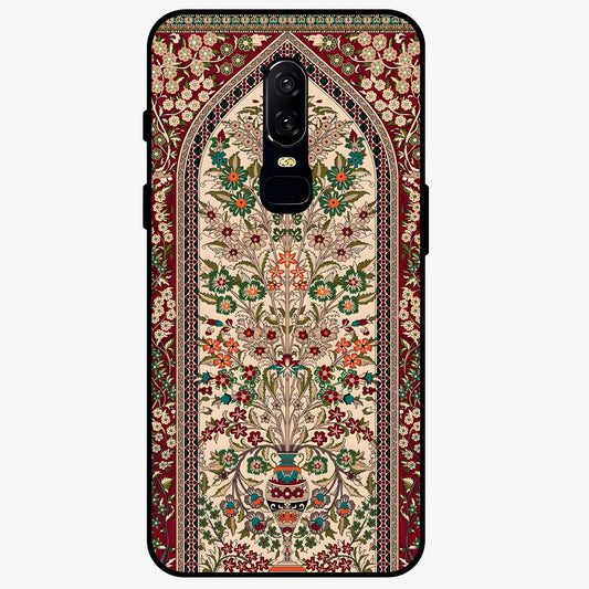 Persian Inspired Glass Case showing flat back view with ornate Persian style pattern artwork and glossy glass finish.