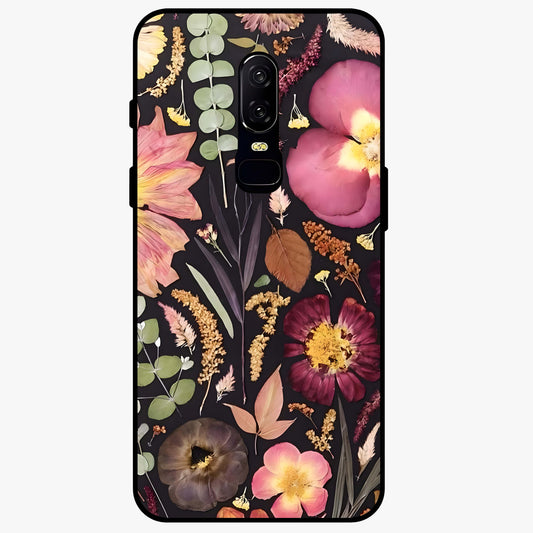 Petal Dream Tapestry Glass Case showing flat back view with intricate floral tapestry artwork and glossy glass finish.