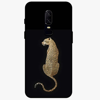 Regal Leopard Glass Case showing flat back view with bold leopard artwork and glossy glass finish.