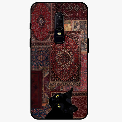 Regal Magic Cat Apple Glass Case showing flat back view with magical cat artwork holding apple and glossy glass finish.