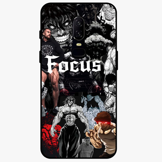 Relentless Power Focus Glass Case showing flat back view with motivational typography artwork and glossy glass finish.