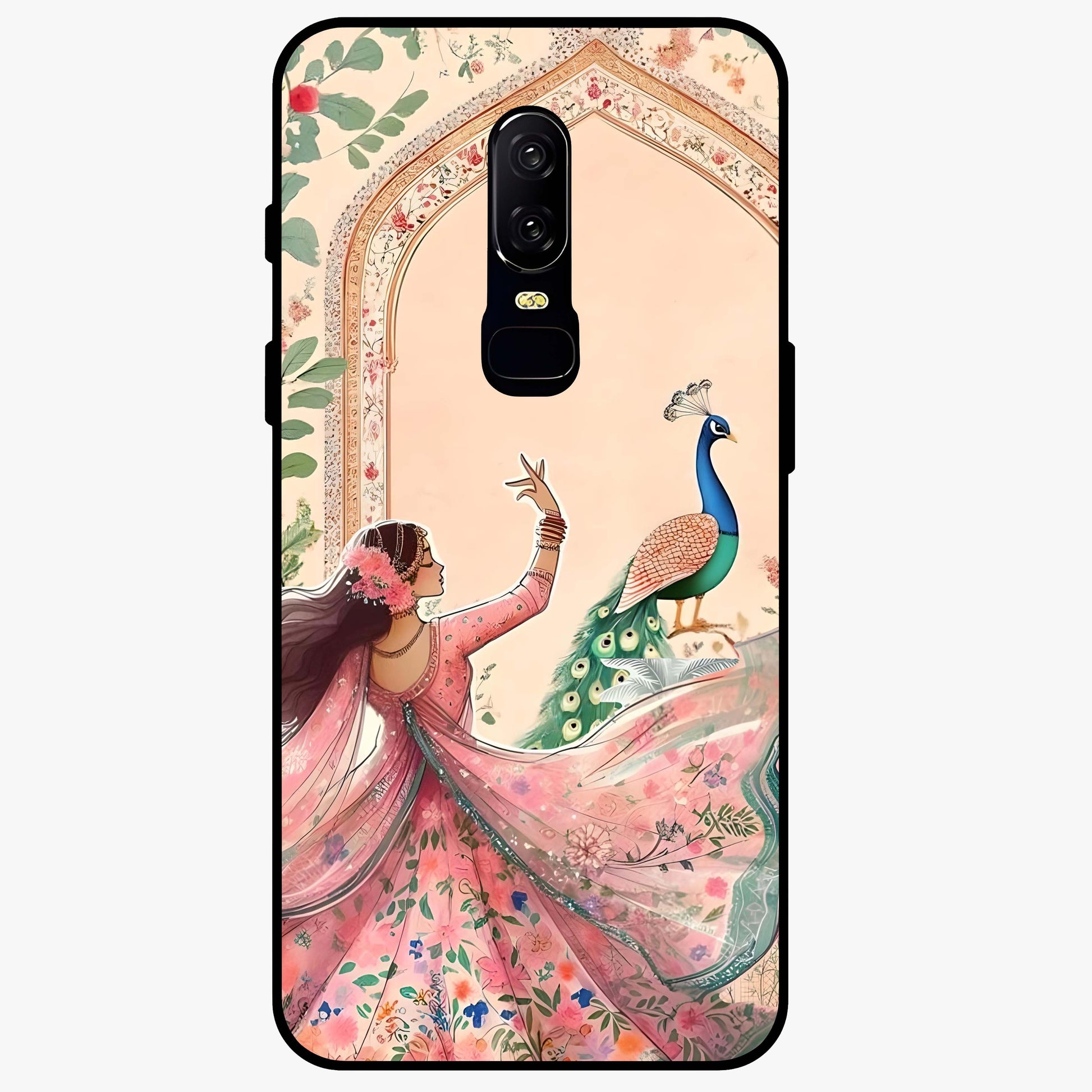 Royal Grace Muse Glass Case showing flat back view with elegant artistic artwork and glossy glass finish.