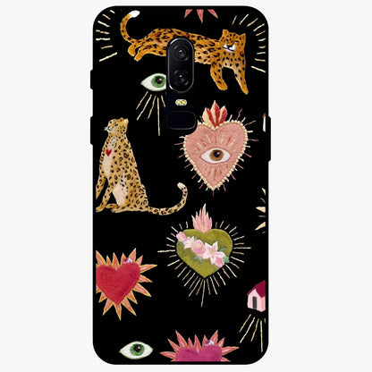 Sacred Jungle Heart Glass Case showing flat back view with jungle inspired heart artwork and glossy glass finish.