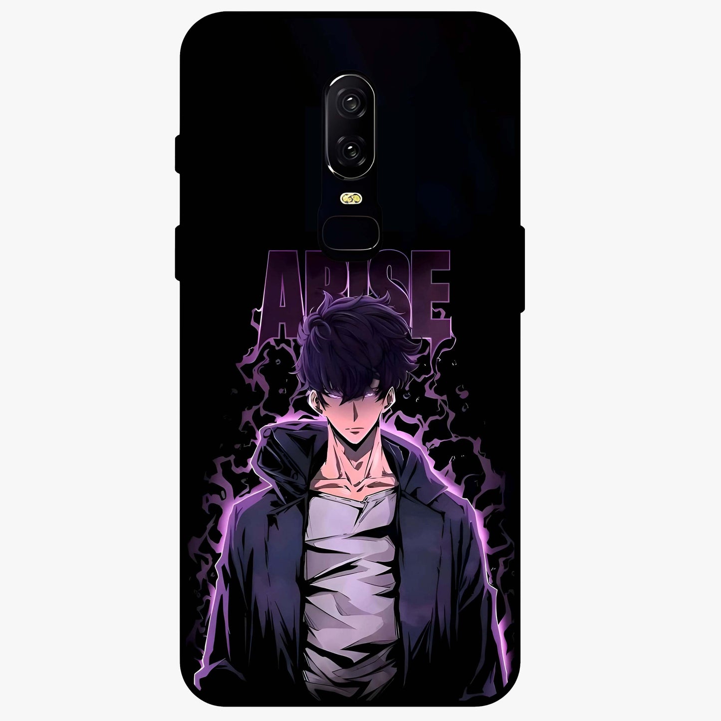 Shadow Monarch Awakening Glass Case showing flat back view with powerful dark monarch themed artwork and glossy glass finish.