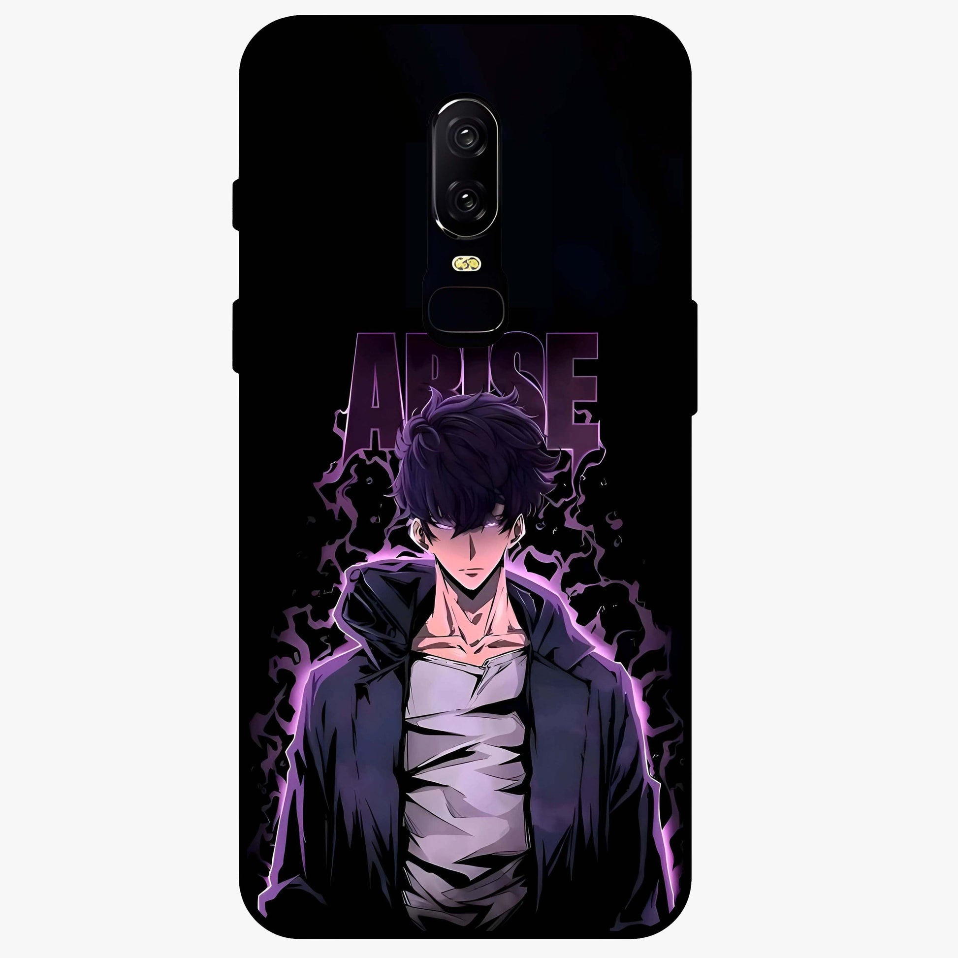 Shadow Monarch Awakening Glass Case showing flat back view with powerful dark monarch themed artwork and glossy glass finish.
