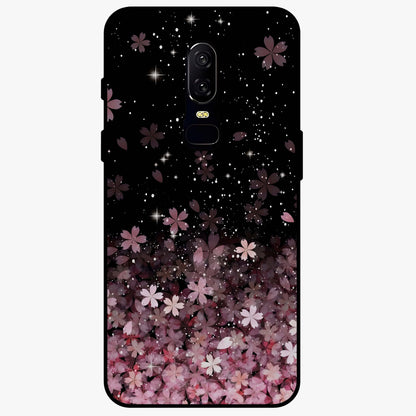 Small Starry Flowers Glass Case showing flat back view with delicate starry floral artwork and glossy glass finish.