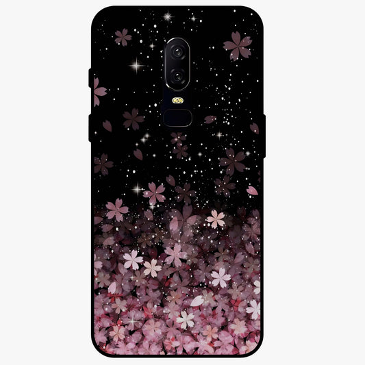 Small Starry Flowers Glass Case showing flat back view with delicate starry floral artwork and glossy glass finish.