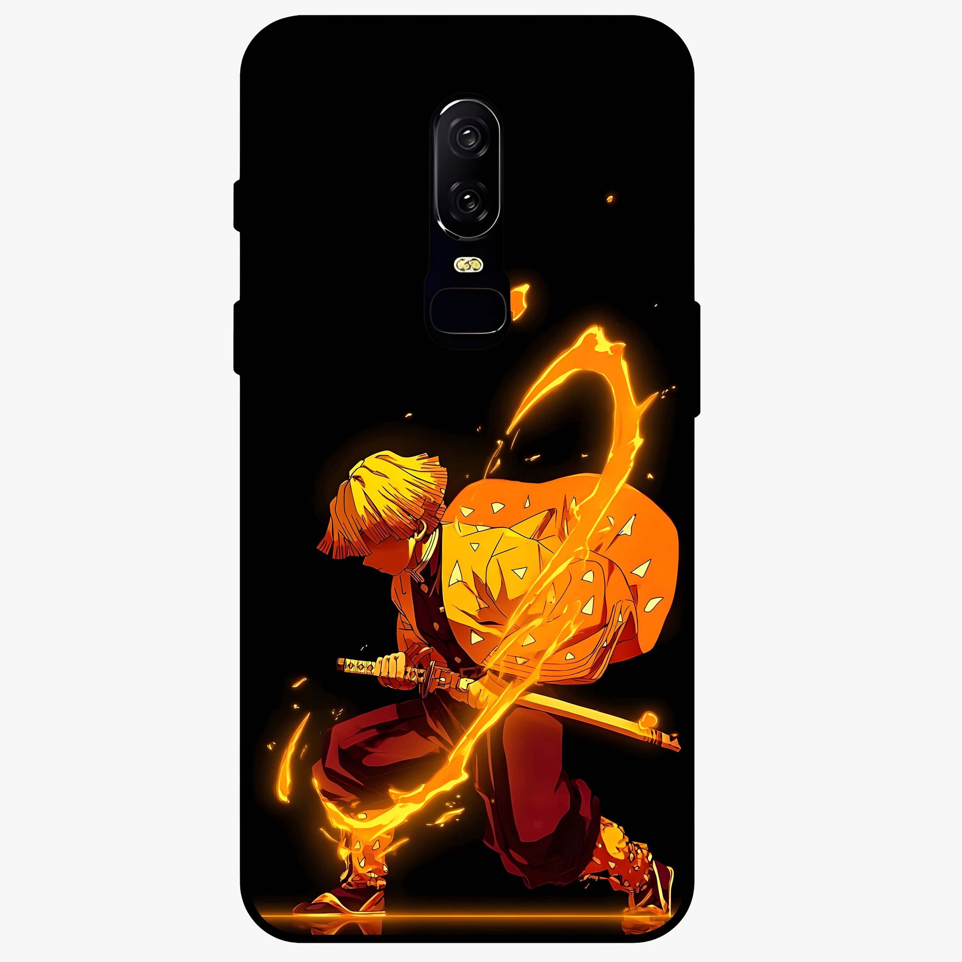 Thunder Flame Execution Glass Case showing flat back view with powerful flame and lightning artwork and glossy glass finish.
