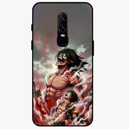 Titan Awakening Fury Glass Case showing flat back view with powerful titan inspired artwork and glossy glass finish.