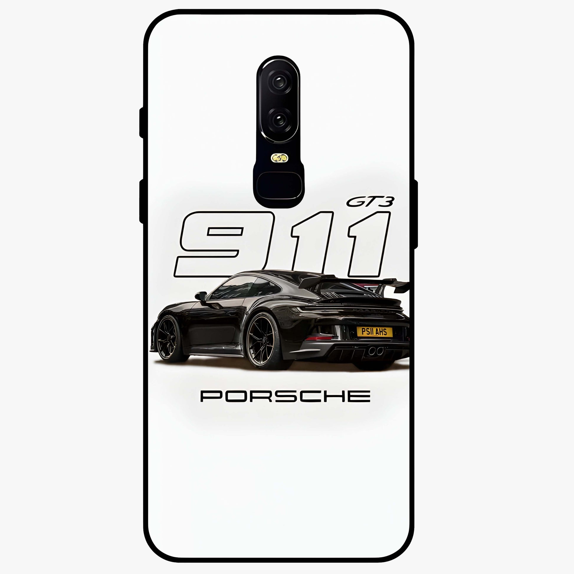 Turbo Legacy Icon Glass Case showing flat back view with iconic sports car inspired artwork and glossy glass finish.