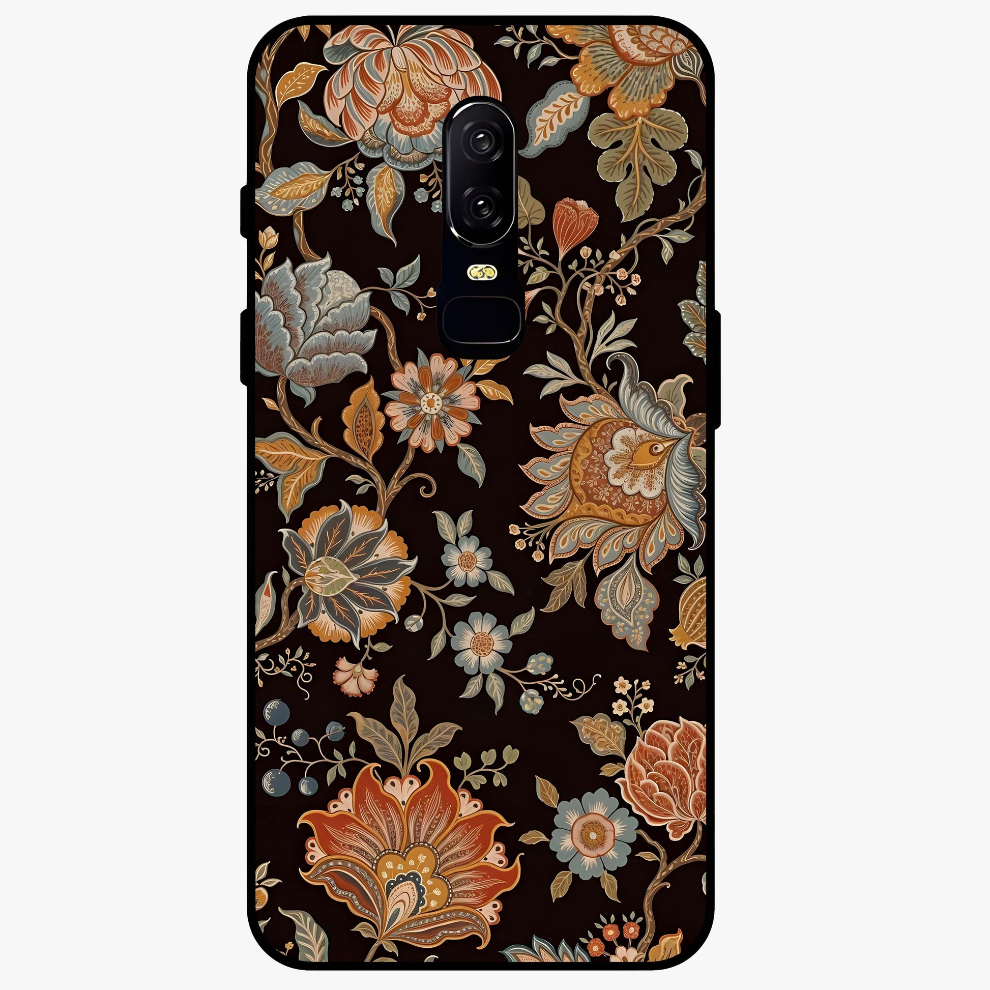 Vintage Floral Dream Glass Case showing flat back view with classic floral artwork and glossy glass finish.