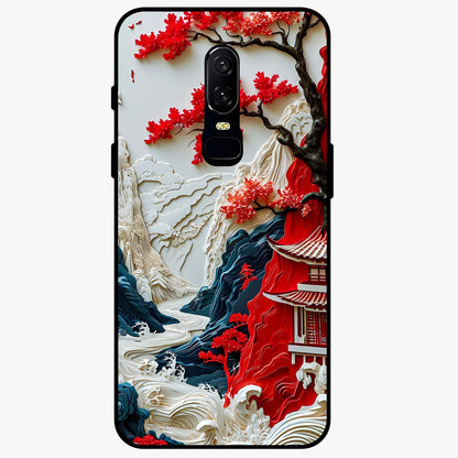 Whispers Of Sakura Waves Glass Case showing flat back view with cherry blossom wave artwork and glossy glass finish.