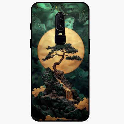 Zen Moon Rise Glass Case showing flat back view with calm moonrise artwork and glossy glass finish.