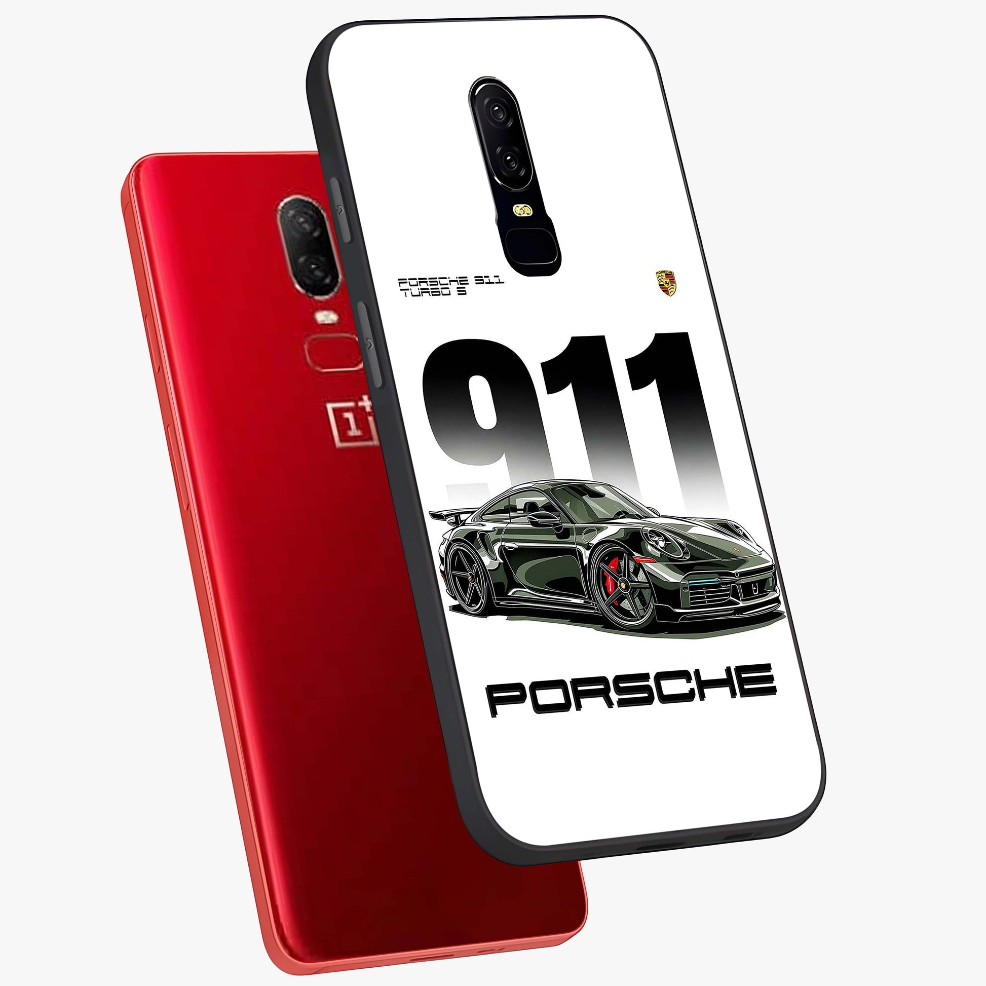 911 Turbo Dominance Glass Case displayed in premium angled mockup highlighting sporty car illustration and sleek glass surface.