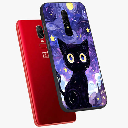 Abstract Cat Art Glass Case displayed in angled mockup highlighting modern abstract cat artwork and sleek glass surface.