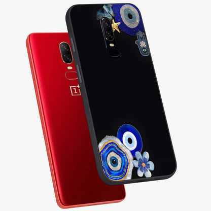 Aesthetic Blue Evil Eye Glass Case displayed in angled mockup highlighting blue evil eye symbol and spiritual aesthetic design.