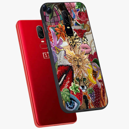 Beaded Fashion Jungle Glass Case displayed in angled mockup highlighting colorful fashion bead design and artistic pattern.