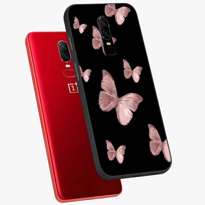 Butterfly Pattern Glass Case displayed in angled mockup highlighting delicate butterfly design and aesthetic pattern style.