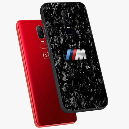 Carbon Speed Mark Glass Case displayed in angled mockup highlighting racing inspired carbon design and sleek aesthetic style.