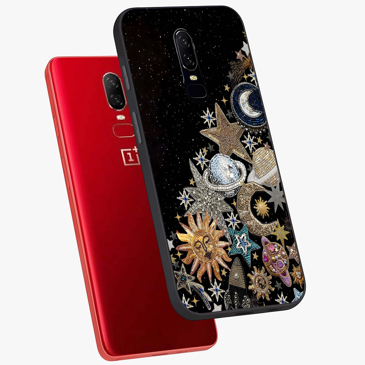 Cosmic Sparkle Dreams Glass Case displayed in angled mockup highlighting dreamy star sparkle design with celestial aesthetic.