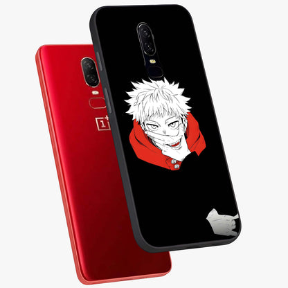 Crimson Chaos Smile Glass Case displayed in angled mockup highlighting edgy crimson smile design with graphic aesthetic.