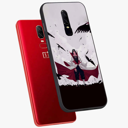 Crimson Crow Ascension Glass Case displayed in angled mockup highlighting powerful crow illustration with dark crimson aesthetic.