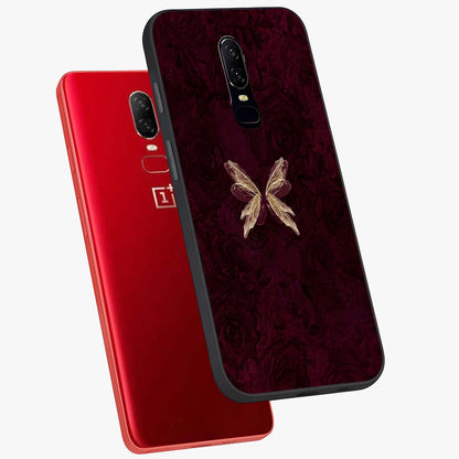 Crimson Fade Butterfly Glass Case displayed in angled mockup highlighting elegant butterfly design with crimson gradient aesthetic.