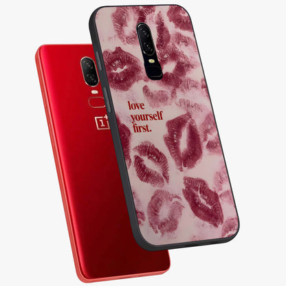 Crimson Kiss Love Glass Case displayed in angled mockup highlighting bold love inspired design with modern aesthetic style.