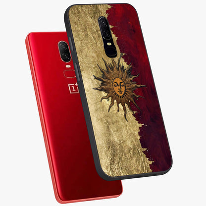 Crimson Sun Majesty Glass Case displayed in angled mockup highlighting majestic crimson sun design with bold aesthetic style.
